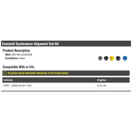 Camshaft Synchronizer Alignment Tool Kit - Compatible with 1997-2006 Ford F-150 4.2L V6