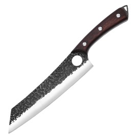 High Carbon Steel 8.5 Inch Kitchen Knives Hand Forged Viking Boning Knife Multi Chef Knife for Meat with PU Pouchcolor: Black, kitchen knife size: 8.5 inch