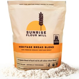 Sunrise Flour Mill Heritage Organic Bread Flour Blend - 5 lbs | Organic Unbleached Bread Flour Easy to Digest with Less Bloating | High Protein Bread Flour for Superior Baking | Smooth, Nutty Flavor
