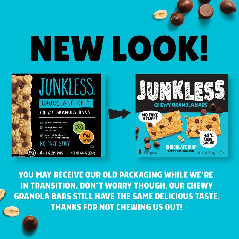 Junkless Chocolate Chip & Cinnamon Roll Chewy Granola Bars Twin
