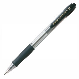 Pilot Super Grip Retractable Ballpoint Pen - Black, Medium, Refillable, 1.0mm tip, Rubber Grip, Unisex, WRITING_INSTRUMENT
