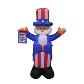 4 Foot Tall Patriotic Independence Day 4th of July Inflatable Uncle Sam Lighted Blowup Party Decoration for Outdoor Indoor Home Celebration Garden Yard Photo Prop