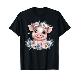 Adorable Piglet Surrounded By Flowers T-Shirt