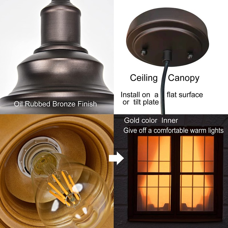 ALAISLYC 3-Pack Farmhouse Pendant Light Adjustable Pendant Lighting for Kitchen