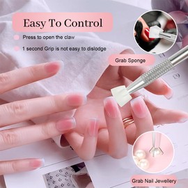 KEWUF 100 Stück Nail Art Schwämme mit Metallgreifer, 1 Pcs Sponge Brush Applikator inkl 4 Ersatzköpfe, Nagelkunst Schwammpinsel, Maniküre Zubehör für Nägel, um Eine Vielzahl von Gradient Nail Art