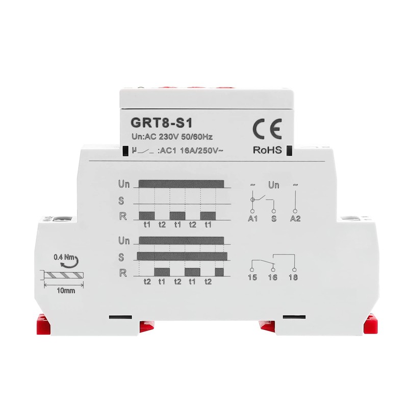 GEYA Asymmetrical Cycle Time Relay, 1 Contact Relay, 16 A,