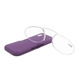 [Henghao] 老眼鏡 5色選択可能 超軽量リムレス メガネ 携帯用 おしゃれ リーディンググラス シニアグラス H6026 (パープル, 2.50)