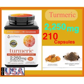 youtheory Turmeric 2250mg Extra Strength 210 Capsules