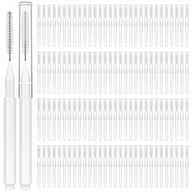 MAPVOLUT 120 Pieces Interdental Brushes, Braces Brush Cleaner Orthodontic Flossers Toothpicks Floss Picks for Braces Kit for Teeth Cleaning Tools Spiral Dental Brush Head for Efficient Oral Care White