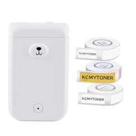 KCMYTONER Portable Handheld D30S Thermal Printing White Label Maker Bluetooth 4.0 Connection Compatible for Android & iOS System - 1 Pack Mini Wireless Sticker Maker and 3 Rolls Adhesive Labels
