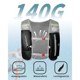 mokzer Running Waist Pack M W Lightweight, Reflective, Breathable Running Backpack with 2L Soft Water Bag, Black