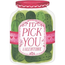 Sellers Publishing RSVP I'd Pick You: Bottle of Dill Pickles with Pink Label Romantic, Funny/Humorous Valentine's Day Card