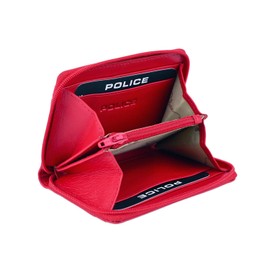 Police Women's Red 61 Genuine Leather Minimalist Wallet with Card Holder, Coin Purse & Box