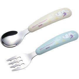 Skater Kids' Stainless Steel Spoon and Fork Set for Baby Food, Moomin Painted, Boys and Girls, SFBS1-A