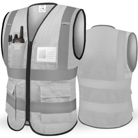 TICONN Reflective Safety Vest High Visibility Class II Mesh Vest for Women & Men Meets ANSI Standards (1PK, Grey, S)
