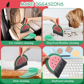 Ouligay Portable Small Broom and Dustpan Set with Durable Brush,Cute Mini Dustpan and Brush Sets, Lightweight Dust Pan and Broom Set for Desktop Small Space Cleaning(Watermelon)