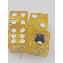 Set of  4  Yellow Dice Tire Valve Stem Caps For Car, Standard Fitting #11