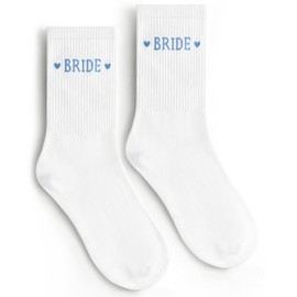 Etercycle Bride Socks, White Blue Bride To Be Something Blue Gift, Soft Cotton Bridal Socks For Women Engagement Wedding Bridesmaid Gifts Bachelorette Party Favor Honeymoon Essentials Decorations