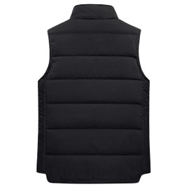 Chrisuno Women Puffer Vest Cotton Padded Stand Collar Outerwear Black Insulated Gilets L