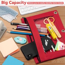 Bolsa para lápices para carpeta de 3 anillas, paquete de 24 unidades de estuches para lápices con cremallera de 3 agujeros en colores surtidos, resist