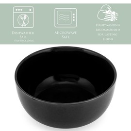 Elanze Designs Bistro Glossy Ceramic 7 inch Dinnerware Bowls Set of 4 - Perfect for Everyday uses from Pasta to Salad, Cereal to Ice cream, Ramen to Pho, Black