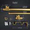 ILAISIHOME 1-1/8 Inch Diameter Brushed Gold Curtain Rods with Cherub