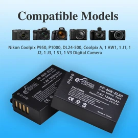 Pickle Power EN-EL20 EN-EL20a Battery and Charger Compatible with Nikon Coolpix P1000, P950, DL24-500, Coolpix A, 1 AW1, 1 J1, 1 J2, 1 J3, 1 S1, 1 V3 Digital Camera