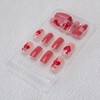 Red Press on Nails Short Square Fake Nails Heart Acrylic