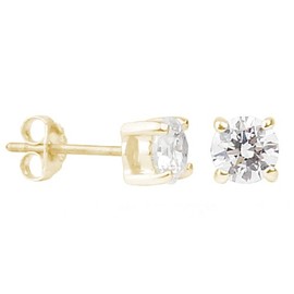Studio 925 5A Grade 1ct White CZ 18K Yellow Gold Vermeil Stud Earrings