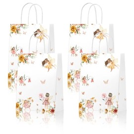 24 Pieces Fairy Birthday Goodie Bags for Fairies Enchanted Birthday Party Supplies,Forest Garden Gift Snacks Treat Candy Party Favors Bags with Handles for Girls Fairy Theme Party Decorations