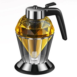 SHIDOW Honey Dispenser, Syrup Dispenser with Stand for Syrup, 200ml Diamond Glass Honey and Oil Dispenser for Sugar, Sauces, Condiments, Diamond Shape Home kitchen gadgets (200ML)