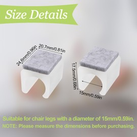 UFURMATE Chair Pads, 40Pcs Plastic Chair Leg Floor Protectors with Felt Pads, U Shaped Chair Tube Floor Protectors Non-Slip Rectangle Chair Legs Tips Caps for Round Sled Base Chair Leg (15mm, White)