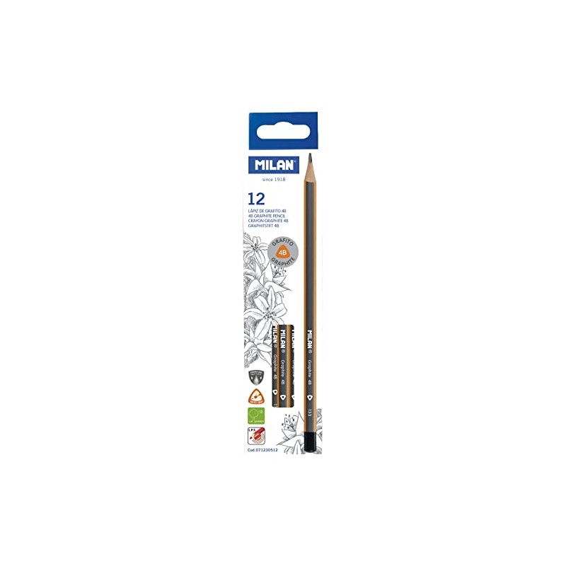 MILAN Box of 12 graphite pencils 4B triangular pencils