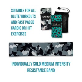 Fabric Resistance Band, Exercise Band with Non-Slip Design for Legs and Glutes, Single Medium Intensity Workout Band for Women, Booty and Fitness Band (Black/White Camo)