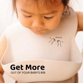 APLAINR Baby Sign Language Bib with More Sign, Silicone Bibs for Babies and Toddlers, BSL/ASL Graphics, Food Catcher, Adjustable Neckband, Waterproof, Soft & Durable, Ages 6-36 Months, Matcha Green