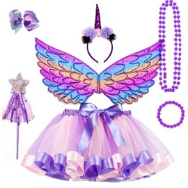 BUOAZR Unicorn costume for children, girls, 7 pieces, unicorn costume set, girl's princess, unicorn cosplay, unicorn cosplay