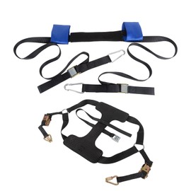 MOTO4U Sport Motorcycle Tie down Bundle,1PK Motorcycle Rear Wheel Tie Down Straps with Ratchets Black&1PK Motorcycle Handlebar Tie Down Straps with Ratchets and Snaphooks Blue