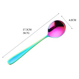 Bisda Curry Spoon, Soup Spoon, Dinner Spoon, 8 Colors, Set of 8, Stylish, 18-10 Stainless Steel, Suitable for Soup, Curry, Fried Rice, Bibimbap and More