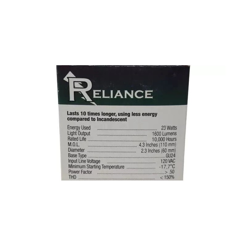 Reliance 4 Reliance 23W GU24 CFL Spiral Light Bulb 2700K