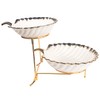 LIUYWYHCF 3-Tier Serving Rack with Ceramic Serving Bowls, Foldable Gold