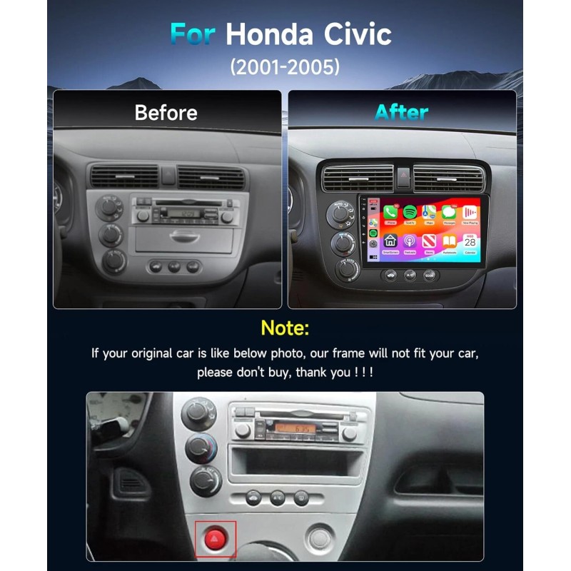 unbranded Android 12 Car Stereo Radio for Honda Civic 2001-2005