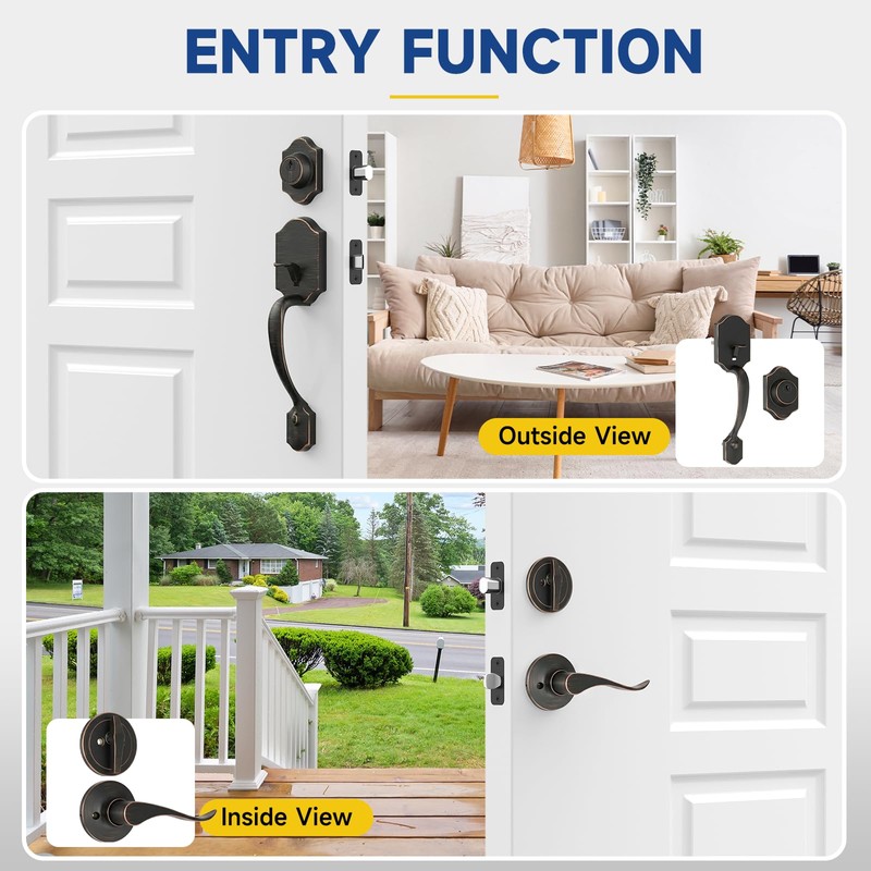 Front Door Handle and Deadbolt Set, Front Door Lock Set,