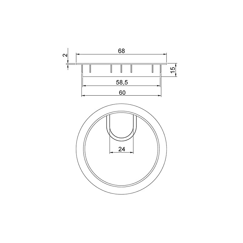 König Metal Cable Grommet ATTER Diameter 60 mm Matte Black