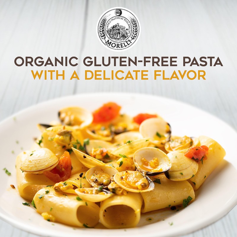 Morelli Organic Gluten-Free Pasta, Paccheri - Italian Gourmet, Organic, Large