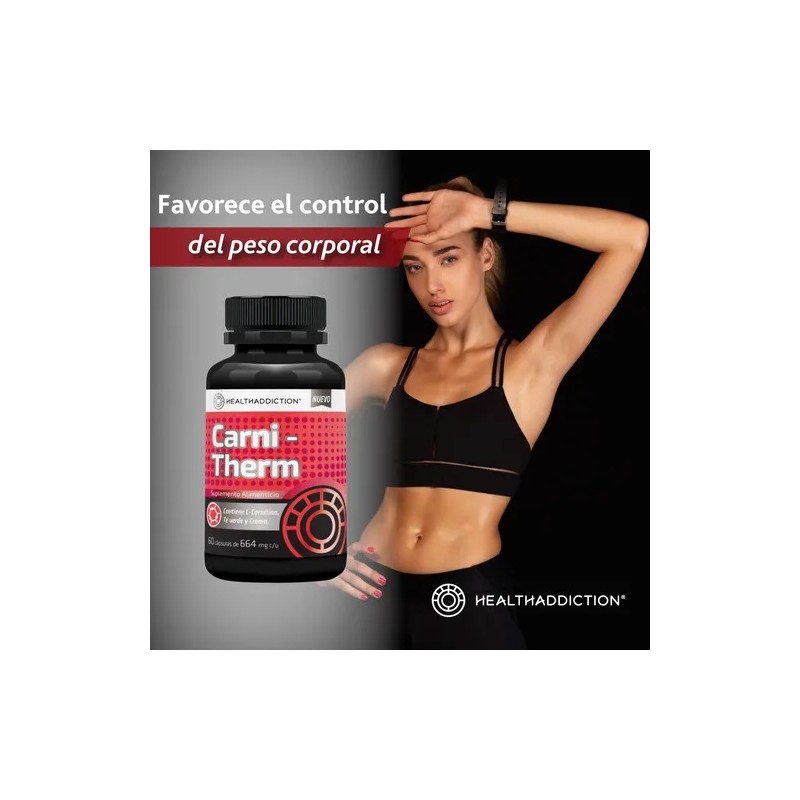 HealthAddiction Carnitherm – L-Carnitina, Té Verde y Cromo – Quema