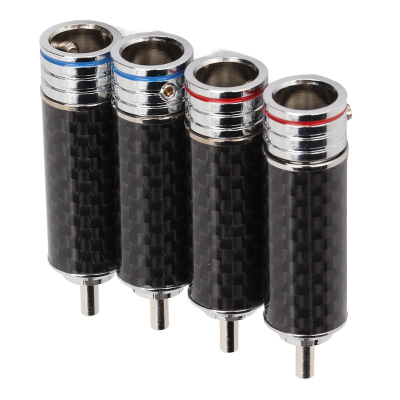 4Pcs RCA Sound Plug Carbon Fiber Chrome 8mm Wire Diameter