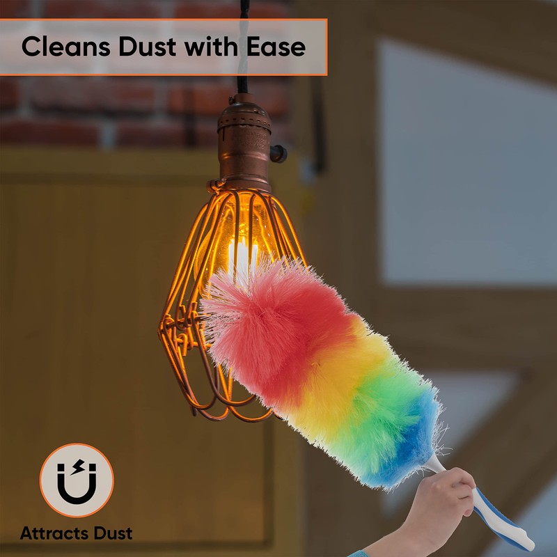 Superio Hand Duster for Cleaning, Rainbow Colored Dust Remover, Home,