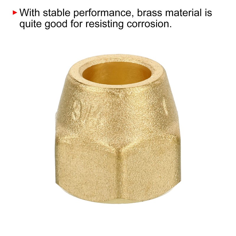 sourcing map Brass Flare Nut, 1/2" Flare Female Flared Tube