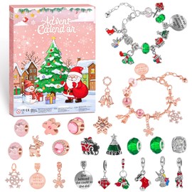 Advent Calendar 2025, 24 Days of Christmas Countdown Calendar with 2 DIY Bracelets and 22 Charms, Christmas Gift Ideas