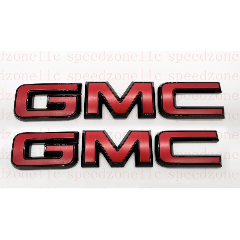 Auto Front Rear Red Black Emblem Overlay 2019-2024 GMC Sierra